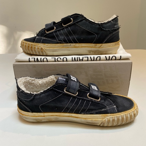 Golden Goose High Old School Classic Canvas Black Sneaker Shearling sz 40 NIB - Picture 5 of 13
